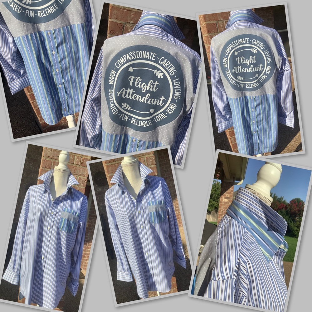 Flight Attendants Men’s up cycled shirt. Size between M-L.